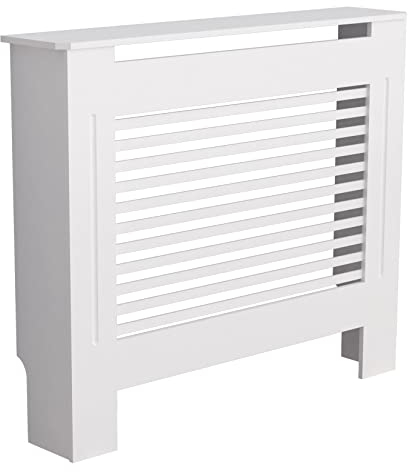 FATIVO Cache Radiateur Blanc Bois: Grille Cache-Radiateur Maison de Chauffage en MDF Couvre Radiateur Design Étagère Radiateurs Mural Horizontal Couverture de Radiateur - Taille Interne 100×71×17.3cm