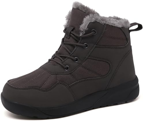 ChayChax Stivaletti da Neve Donna Stivali Invernali Scarponcini Foderato Caldo Scarpe Inverno Impermeabili Stivaletti con Stringate,Marrone,39 EU