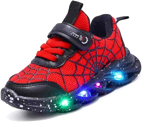 Vorkhuaeri Zapatos con Luz para Niños Pequeños, Zapatillas LED para Caminar, Zapatillas Deportivas Luminosas Moda Regalo Cumpleaños Xmas (A-Red,26)