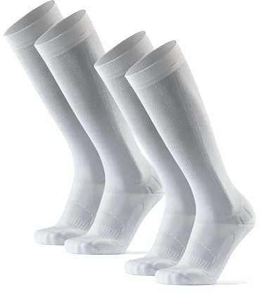 DANISH ENDURANCE 2 Paar Kompressionsstrümpfe, Sport Kompressionssocken, 21-26 mmHg, Unisex, für Herren & Damen, Weiß, 35-38