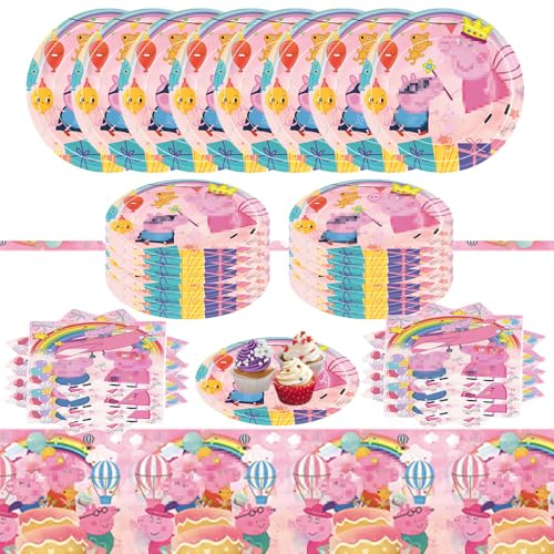 Kit Compleanno Stoviglie per Feste, Piatti Tovaglia Tovaglioli, Adatto per 20 Persone (I1)