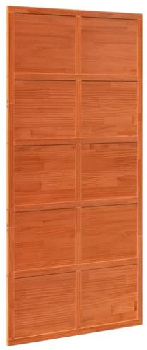 vidaXL Scheunentür, Holzschiebetür Platzsparend, Zimmertür Scheunentor-Look, Schiebetür Holztür Innentür, Wachsbraun 100x208cm Massivholz Kiefer