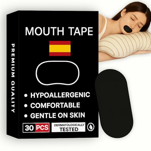 MY WAVE DZ Tiras Bucales para Dormir (30 uds) – Parches Bucales Negros para Mantener la Boca Cerrada, Respiración Nasal y Reducción de Ronquidos – Cinta Boca Dormir