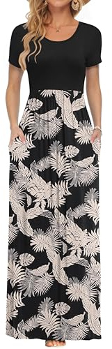 AUSELILY Maxi Dress for Women Summer Casual Long Dress Forest Leaf XXL