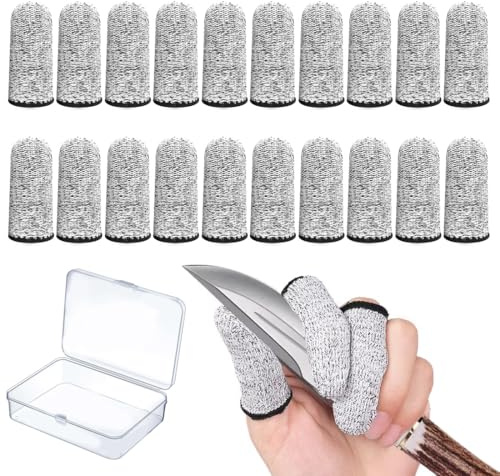 JUGUTA 20 Pezzi Riutilizzabili Protezioni Per Le Dita Con 1 Scatola, Lettini Per Dita Traspiranti, Guanti Antitaglio, Finger Cots, Protezione Resistente Al Taglio Per Lavoro, Cucina