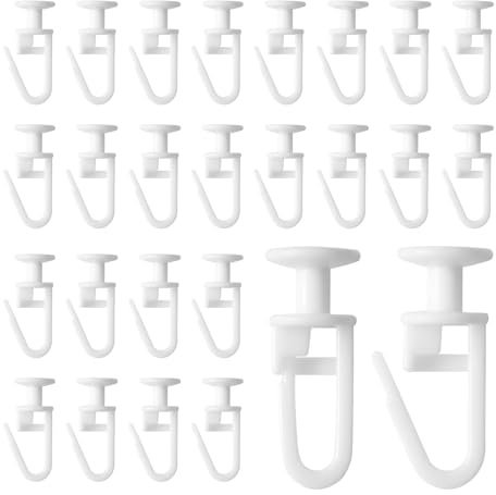 100 feltrini per tende, con testa da 11 mm, con gancio a pieghe, per binari per tende, binari per tende, binari per tende, binari di scorrimento – bianco