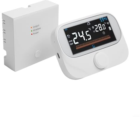 Termostato de Caldera Inteligente e Inalámbrico con Wifi para Hogar, con Control de Aplicación Remota, Períodos Programables y Pantalla Meteorológica Interior (WiTH3-WIFI)