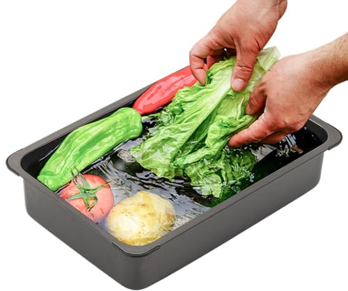 Campingdiskbänk, rostfritt stål, 36,5 x 25 x 10,3 cm, bärbart campinghandfat med dräneringslock, diskmaskin, picknickanvändning, husbilsrengöring – utilitai