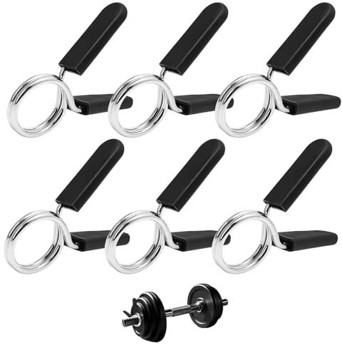 GVSS 6 pinze a molla per manubri da 28 mm, fascette di bloccaggio in metallo per barre di sollevamento pesi e sollevamento pesi, fissaggio per pesi e dischi