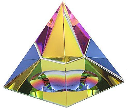 BTSKY Pirámide Cristal Irisado con Caja de Regalo, con Colores del Arco Iris, Brillo Cristal para Casa, Oficina, Adornos de Decoración, 2,4 Pulgadas