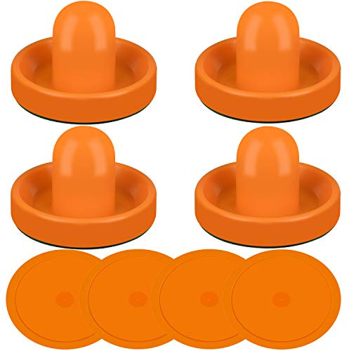 Air Hockey Pushers e Orange Air Hockey Pucks, Accessori di ricambio per maniglie per porte da tavolo (4 attaccanti, 4 dischi) (arancione)
