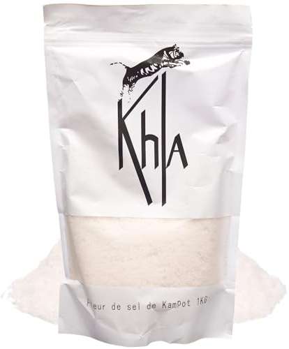 Khla - Fleur de Sel de Kampot 1kg - Sal Marina 100% Natural - Ingrediente de Especias de Cocina - Directo del Productor - Sal Celtica Gris - Origen Camboya