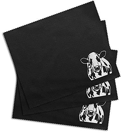 WIRESTER 3 Pack Microfiber Cloth 7.1 x 5.9 inches, Great for Camera Lens, Glasses, Cell Phones, Screens, DVD, Computers, Tablets, Laptops - Spotted Cow