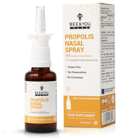 BEE and You Plus Natural Propolis Nasal Spray 1 Fl oz | Congestion Relief Drug Free & Alcohol Free, Sinus Relief, Allergy, Nasal Moisturizing Spray
