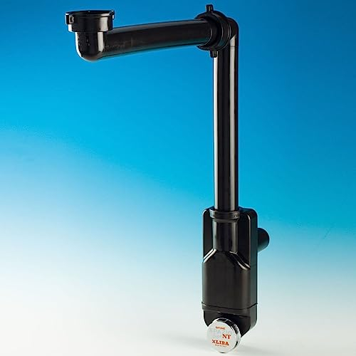 SOTECH Siphon d'encombrement réduit avec ouverture de révision, 32-40 mm, noir, siphon d'encombrement réduit, garniture de vidage pour cuisine et salle de bains