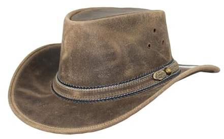 Black Jungle Dayton Lederhut, Westernhut, Australienhut, Cowboyhut (DE/NL/SE/PL, Alphanumerisch, XL, Charcoal)