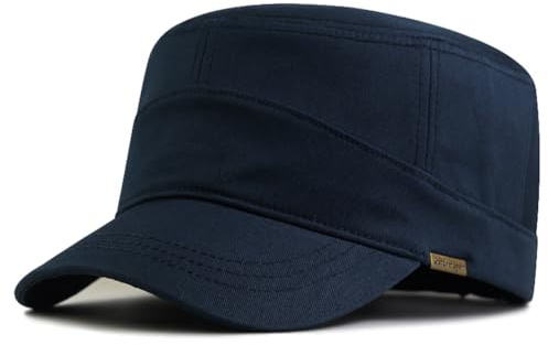 Army XXL Hat Military Cap Plus Size Hats for Men Short Bill Hat Cadet Cap Dark Blue