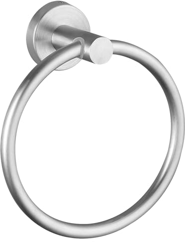 Anello porta asciugamani, accessori hardware bagno, anello portasciugamani montato a parete, semplice portasciugamani rotondo in acciaio inox, per bagno e cucina in nichel spazzolato