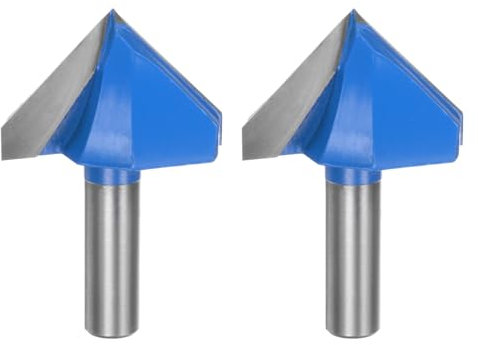 QUARKZMAN 2pz Fresa per Router 2 Dia 1/2 Attacco 90 Gradi Fresa a Candele Tipo V in Carburo per Lavorazione Legno Falegnameria Incisione Bordi Rifilatore Cutter Strumenti