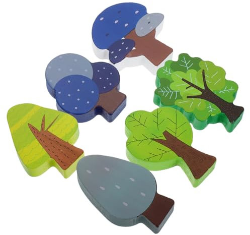 ERINGOGO 6stücke Teiliges Holzbaum-spielset Dekorative Bäume Für Holzspielzeug-zugstrecken Sicher Für Verbesserung Von Spielumgebungen Und Vielseitigen Szenen