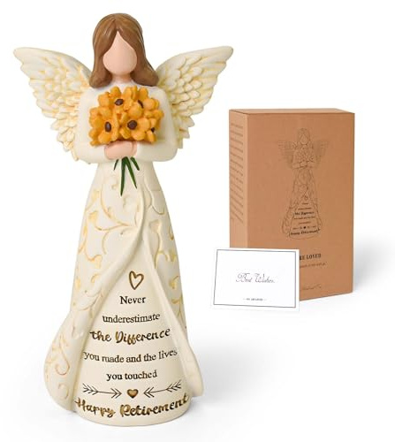 Retirement Gifts for Woman, Angel Figurine for Retirement Party Decorations | Happy Retirement Gift for Coworkers Friends Teacher Nurses Doctors