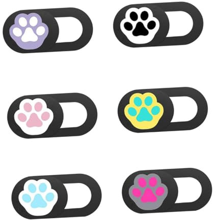 HIAKDOFT 6 Piezas Protector Privacidad Cámara Móvil Tapa Lente Webcam con Diseño Gato Divertido para Portátiles Tablets Celulares