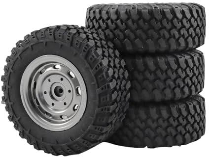 Perfeclan 4X 1/12 RC Auto Pneumatici Veicolo Accessori Nero Modifica Pneumatici in Gomma Sostituisce Pezzi di Ricambio per MN99S MN72 MN82 Camion, Argento