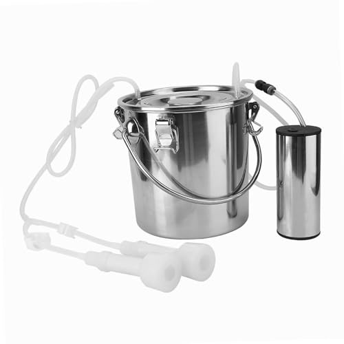 Jiawu Bärbart Elektriskt Getfårsmjölksats, 5L Mjölkningsmaskin i Rostfritt Stål för Ko, Skonsam Sugvakuumpump, Lätt Att Rengöra, Rostskyddande, Farm Dairy Milker Tool (För får)