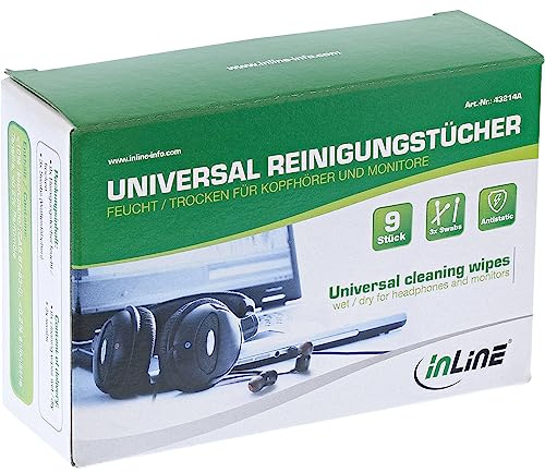InLine® Universellt rengöringsdukar våt/torrt för hörlurar och bildskärmar