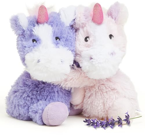 warmies Hugs Duo, Microwavable & Weighted Stuffed Animals, Unicorn - Heated Stuffed Animal Plushie for Warmth & Comfort - Cute Soft Plush Toys for Adults & Children (Boys, Girls, Babies & Toddlers)
