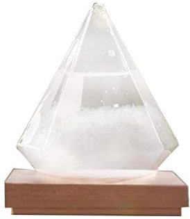 Dongzhi Storm Glass - Predictor meteorológico de cristal - Estación meteorológica de cristal para predicción del clima - Barómetro decorativo en forma de diamante con base de madera para cumpleaños