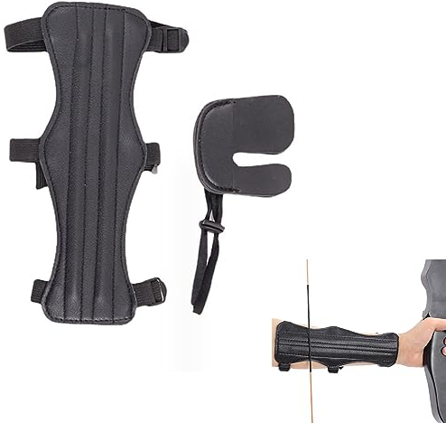 Forlush Bogenschießen Unterarmschutz, Schießhandschuhe Fingerschutz, Bogenschießen Arm Guard, Einstellbar für Bogenschützen, Schießbegeisterte und Anfänger