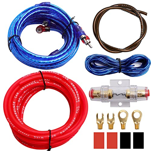 Kit Cavi per Amplificatori per Auto, Ticeed 10GA Cavi per Amplificatore Cablaggio Subwoofer Auto Subwoofer Audio AMP RCA per Auto