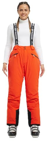 fit space Women's Insulated Ski Pants Waterproof 15,000mm Removable Suspenders Winter Snow Snowboarding (Carrot,Large)
