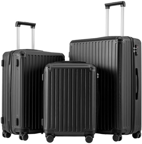 COOLIFE 3-Piece Suitcase Set 28+24+20 Inch, Hardshell ABS+PC Luggage Set