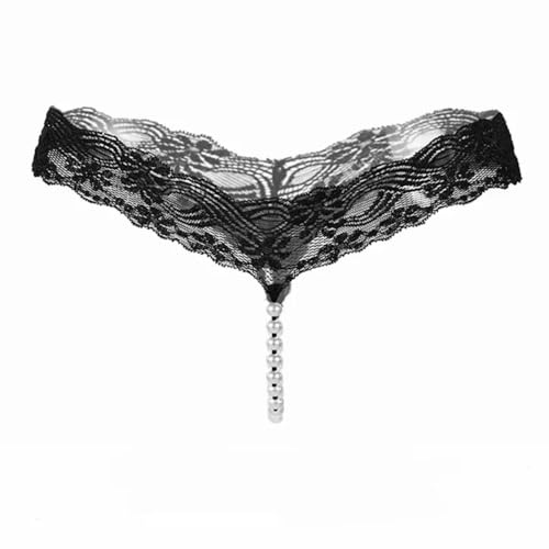 TYGXING Noir Femmes Sexy String Culotte Entrejambe à Perle Mode