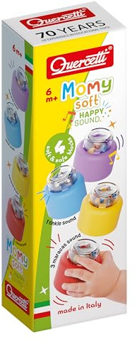 Quercetti - 4144 Momy Soft Happy Sound, 4 pcs, Mjuka byggleksaker för barn