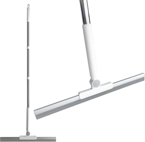 SUIXI Balai Raclette Sol Professionnelle en Silicone de 42cm avec Manche Long de 130cm, Élimine Efficacement l'eau, Les Poils d'animaux et Le Savon, Idéal pour Sols, Douche, Vitres et Miroirs