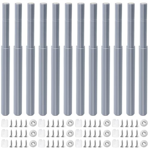 Push to Open Door Opener, Pack of 12 Cupboard Door Opener, Tip On Plastic Push Catch, Magnetic Pressure Door Opener, Cabinet Push to Open Door Opener, Cabinet Door Damper for Doors, Fittings,