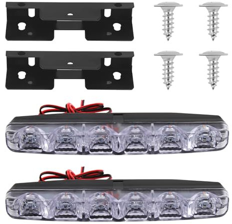 Aeipou 2Pcs High Power 6W 12V Xenon White COB LED DRL Daytime Running Lights Reversing Light Car Lights for Cars SUVs Sedans Coupes Waterproof Slim DRL Lamp 6000K Daylight