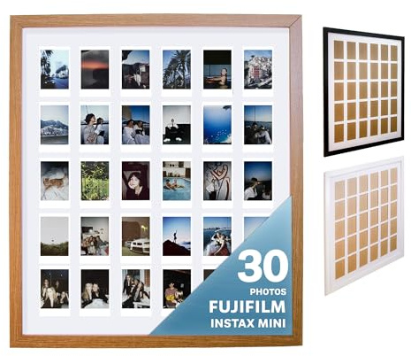 Tapeera Portafotos Múltiple Blanco para Pared – Compatible con Polaroid e Instax – Grande Marco Collage de Fotos – Mini Marco de Fotos para Pared (Madera Natural, Instax mini / 2x3)
