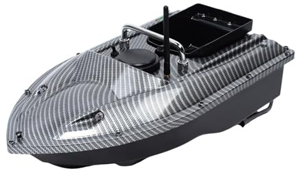 RjcdOPL Bateau d'appâts, Bateau Amorceur Télécommandé 500M, Double Moteur, Croisière Automatique, Batterie 5200mAh, Lumières LED, Idéal pour Pêche en Lac/Rivière (Noir)
