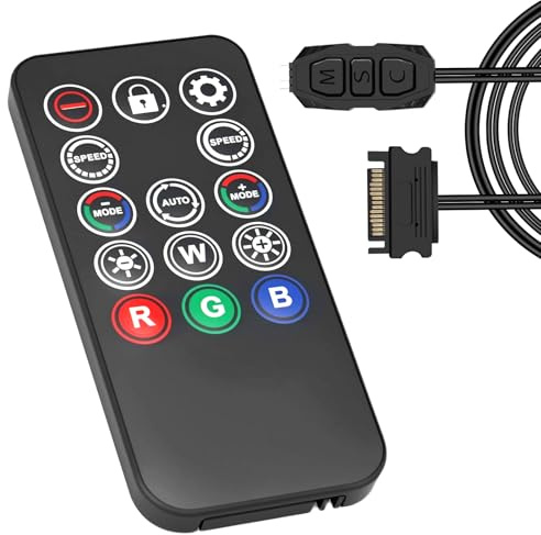 ARCELI ARGB controller con telecomando, 5 V 3 pin 14 chiavi SATA Power ARGB controller PC RGB Case fan switch colori RGB Fan Hub per controllo illuminazione e barre luminose