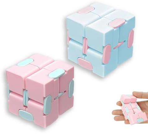 QOWIJEX 2 Piezas Fidget Toys Infinite Cube Mini Kill Time Juguete Infinito Cubo Magic Infinito Flip Cubo para el estrés y la ansiedad Relajante Juguete Fidget Finger Toy Stress y Ansiedad