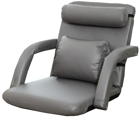Fällbar Soffa För Vuxna Enkel Vadderad Lounge-sovfåtölj Med Armstöd 6-stegs Justerbar Soffbädd För Meditation, Spel, Läsning(Grey)