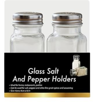Glass Salt & Pepper Shaker Set of 2 – Classic Clear Cruet Dispenser Bottles with Stainless Steel Lids – Cafe-Style Vintage Kitchen Decor for Home, Restaurant & Wedding