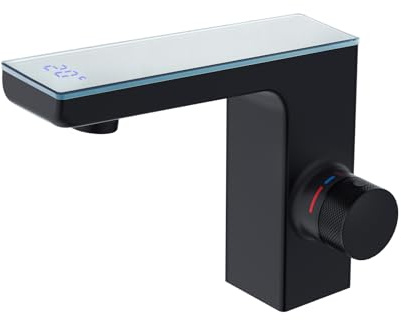 CREA Grifo Baño con Sensor Automático,Rifo de Lavabo sin Contacto, Negro