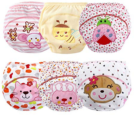 Orinery Cotton Reusable Baby Training Pants Unisex Potty Toddler Underpants Kids Waterproof Breathable Underwear 6-Pack (TP002-A, 6-12 Months Old)