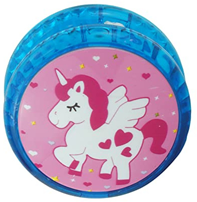 Yoyo Lumineux Design Licorne Bleue Retour Automatique Yo-Yo pour Enfants Débutants Joueurs Vitesse Élevée Roulement en Plastique Divertissant Professionnel Corde de Yoyo pour Astuces Fêtes Favoris