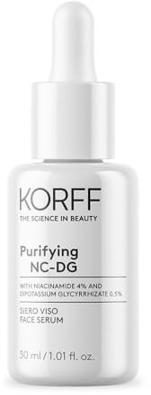 Korff Purifying NC-DG Siero Viso, Riduce la Produzione di Sebo e l'Effetto Lucido, Trattamento che Riduce Pori e Impurità, Uniforma l'Incarnato, Packaging Sostenibile, Formato 30ml